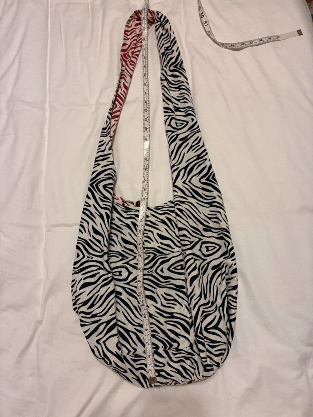 Zebra Striped Hobo Sling Bag (Reversible)